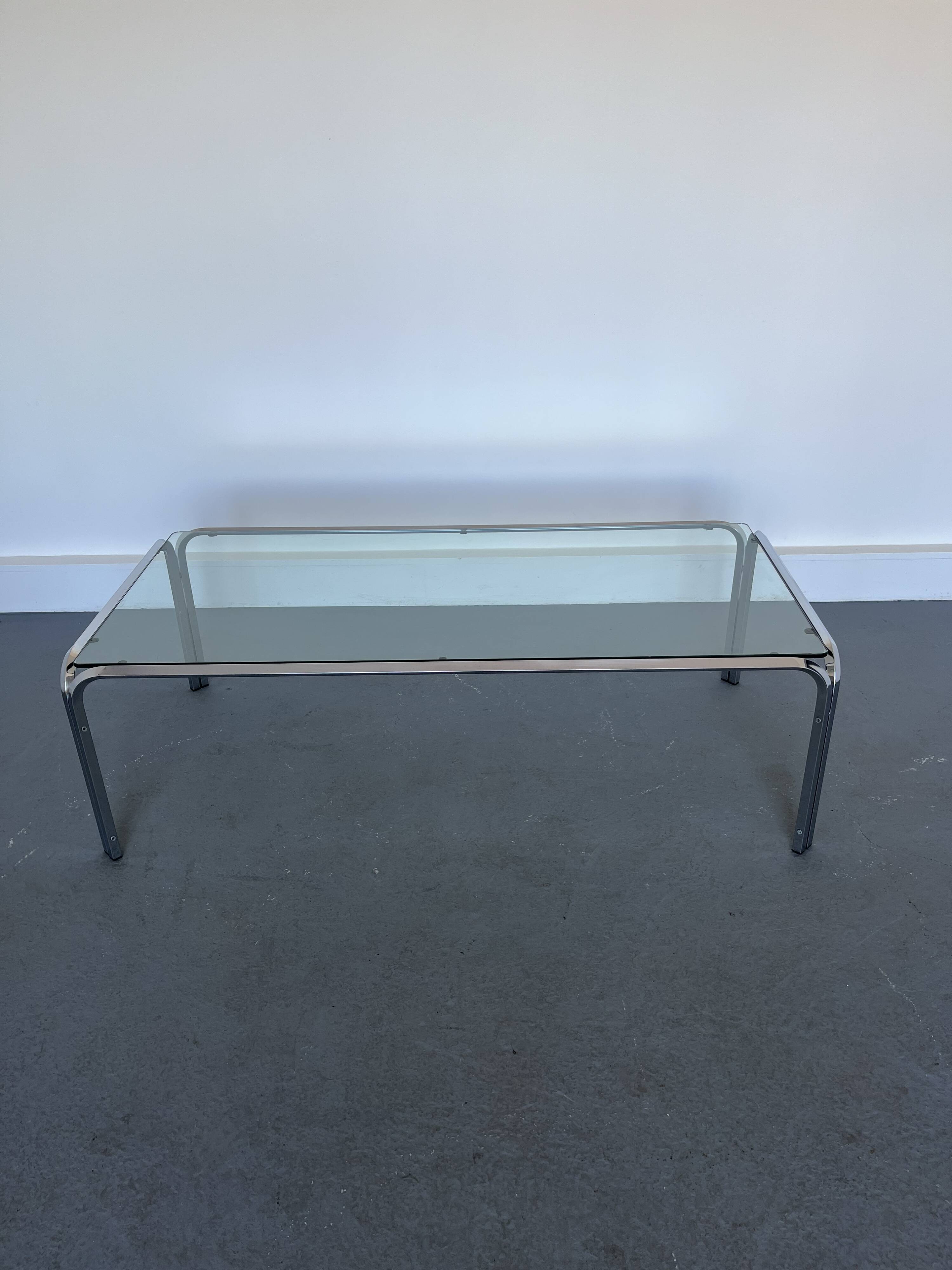 Vintage coffee table with  glass & chrome frame, 1970s