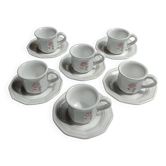 6 tasses Niderviller blanches et roses à décor de fleurs