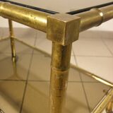 Serving trolley, table on wheels in "bamboo" brass