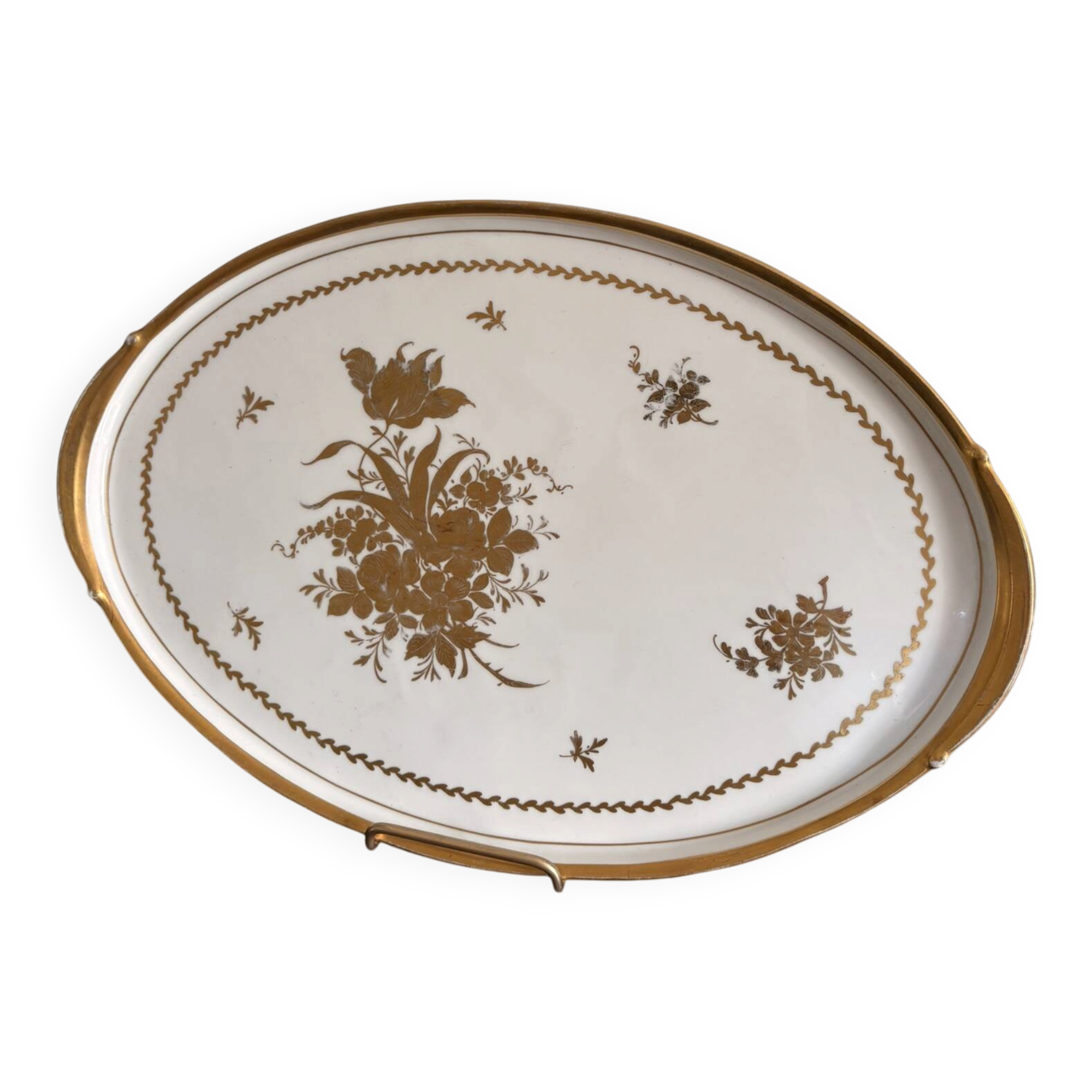 Antique Golden Plate Floral Décor Camaïeu KPM Berlin Royal Manufacture