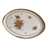 Ancien Plat Plateau Doré Décor Fleur Camaïeu KPM Berlin Manufacture Royale