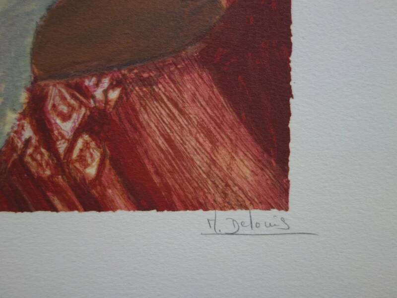 Nancy DELOUIS: Nude from behind, original signed lithograph