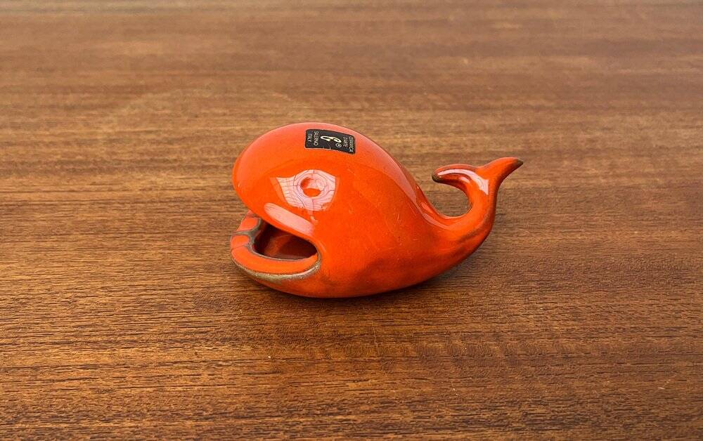 Whale Figurine Ashtray in Ceramic by Ceramica D'Arte, Salerno, Italy, 1970s
