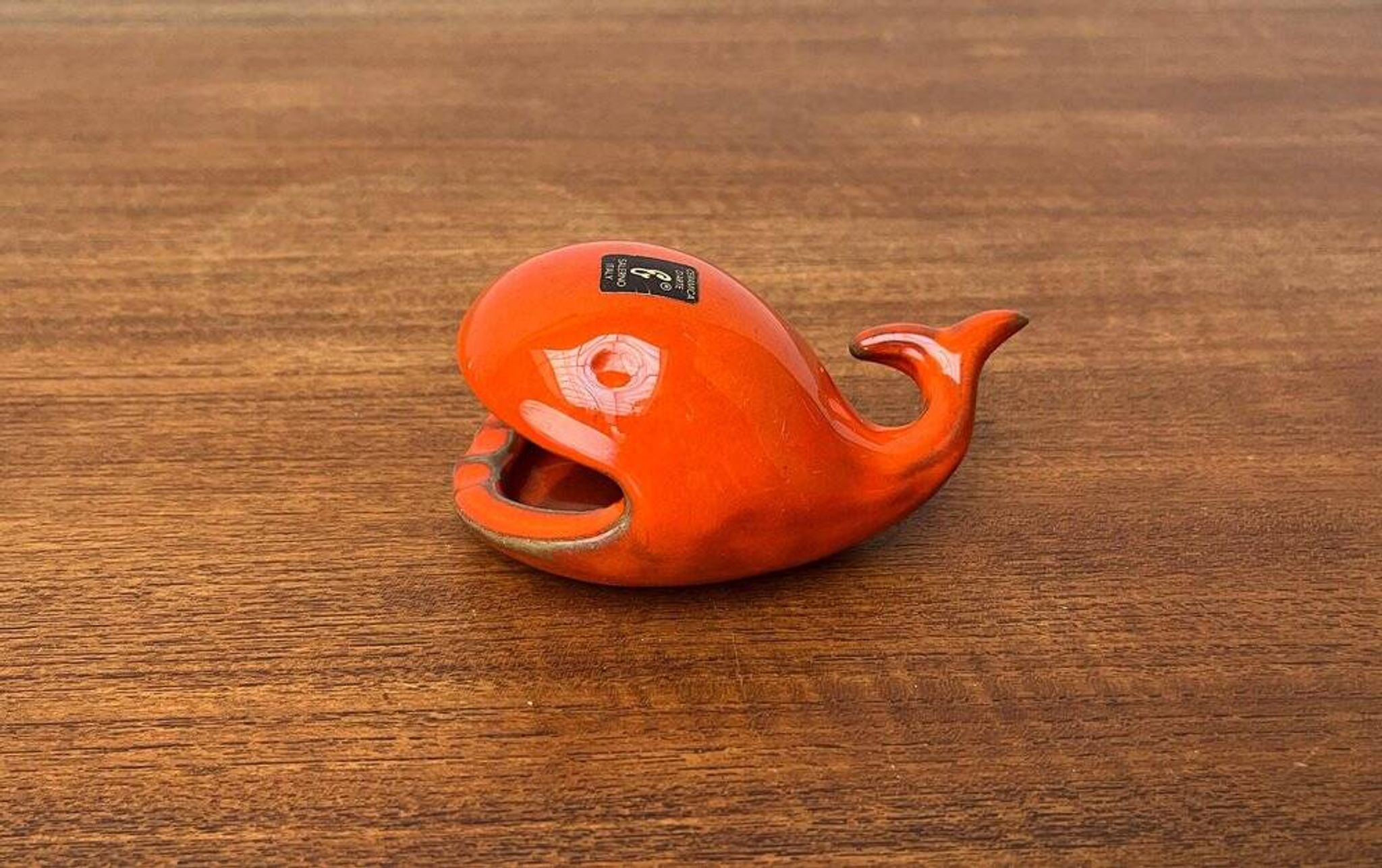 Whale Figurine Ashtray in Ceramic by Ceramica D'Arte, Salerno, Italy, 1970s