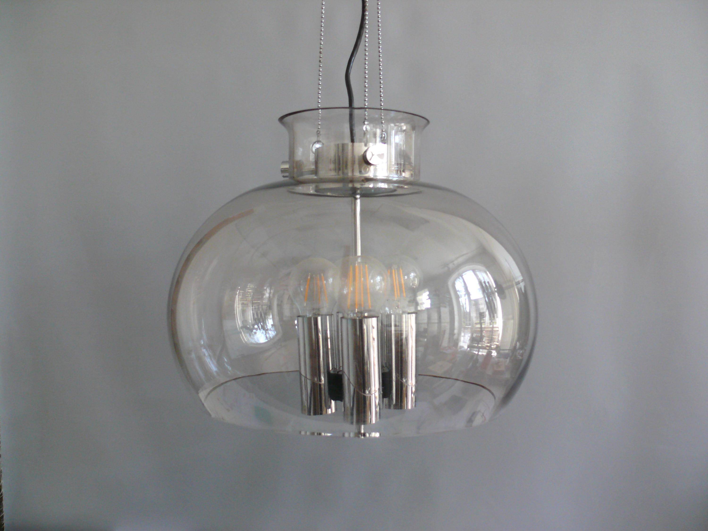 Four-light glass pendant lamp, Glashütte, Limburg, 1970s, pendant, ceiling light