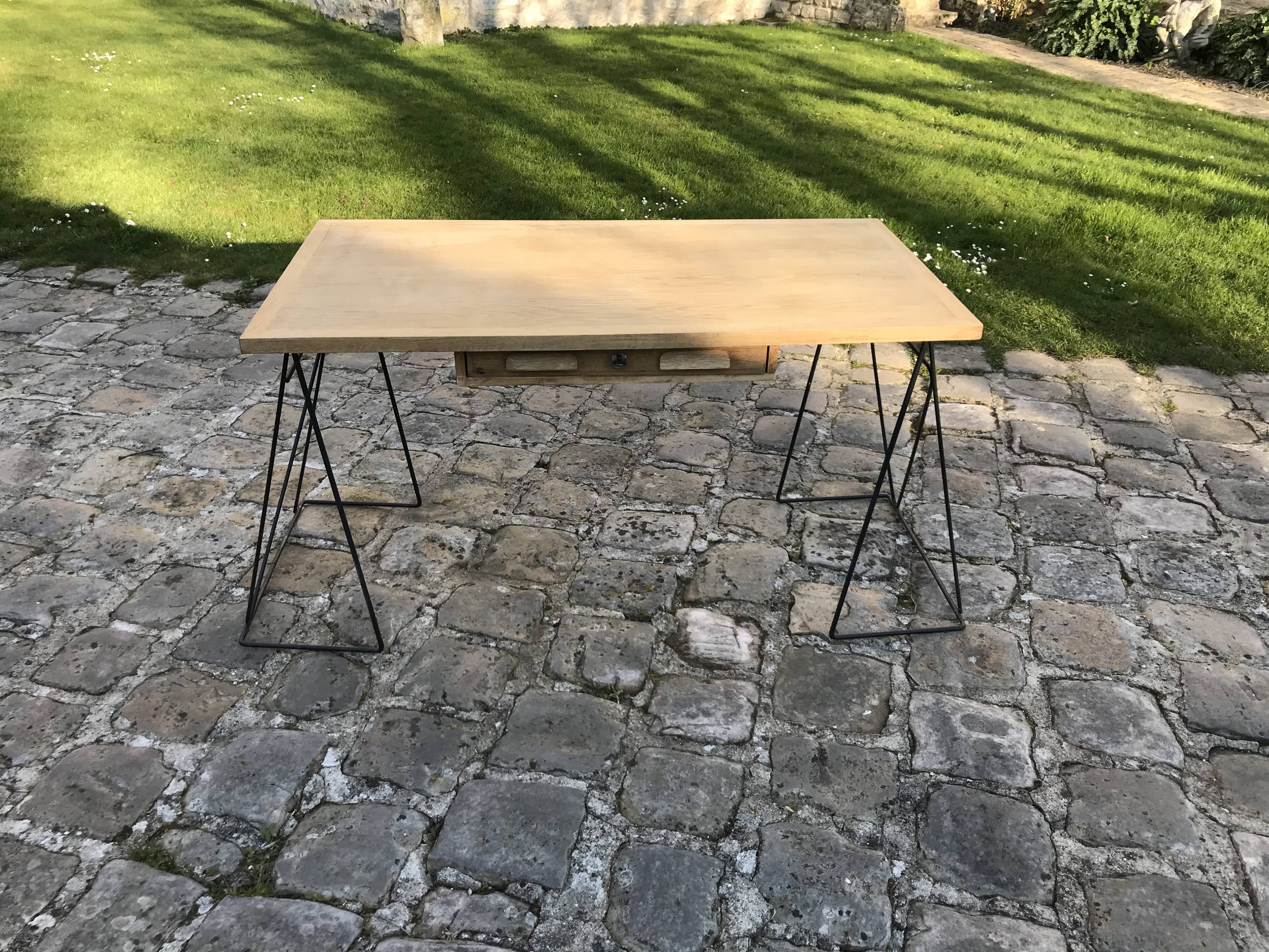 Desk architecture oak and steel design