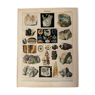 Lithograph engraving on minerals of 1897 (quartz)