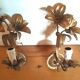 Pair of lily flower sconces in gilded metal design 60s