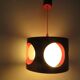 Suspension in red lacquered metal and white opaline ball 60s 70s