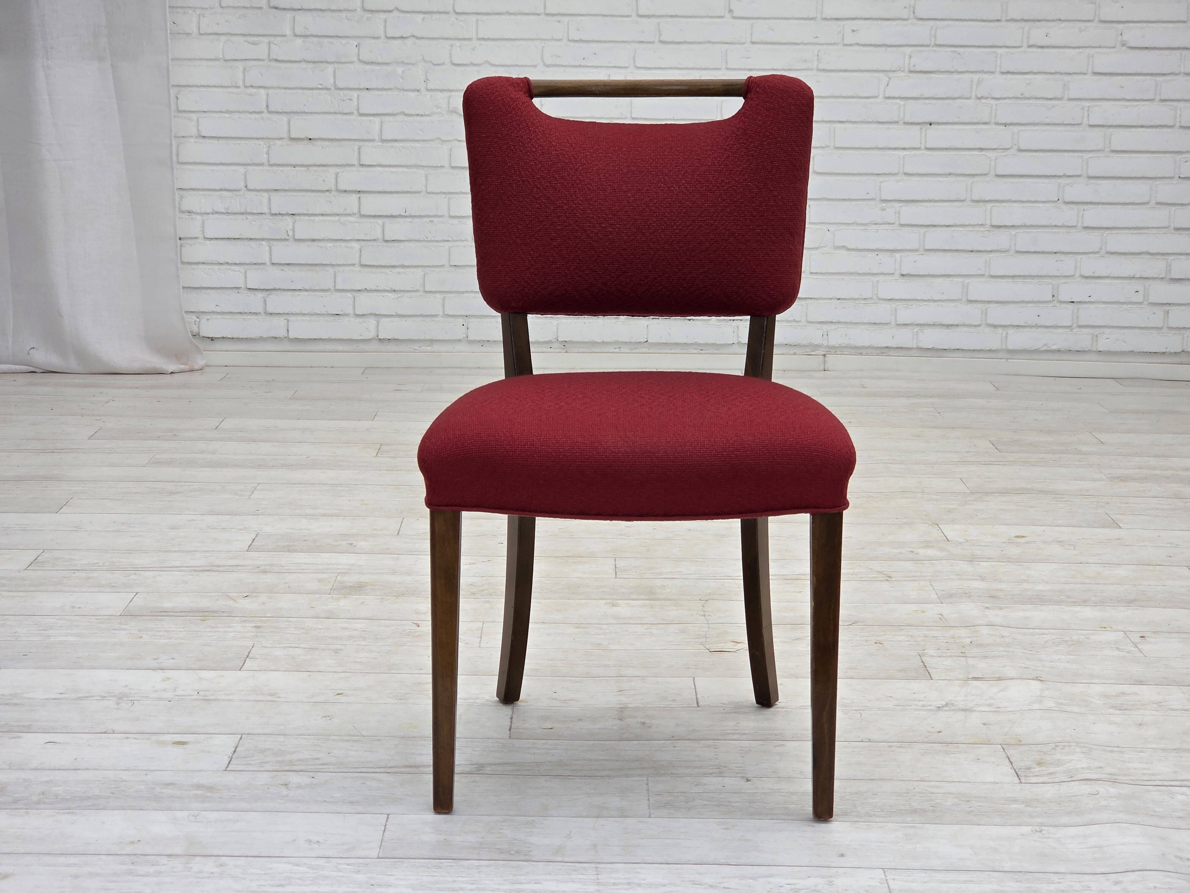 1960s, set of 6 pcs Danish dining chairs by Slagelse Møbelværk, wool.