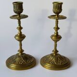 Pair of neoclassical brass candlesticks