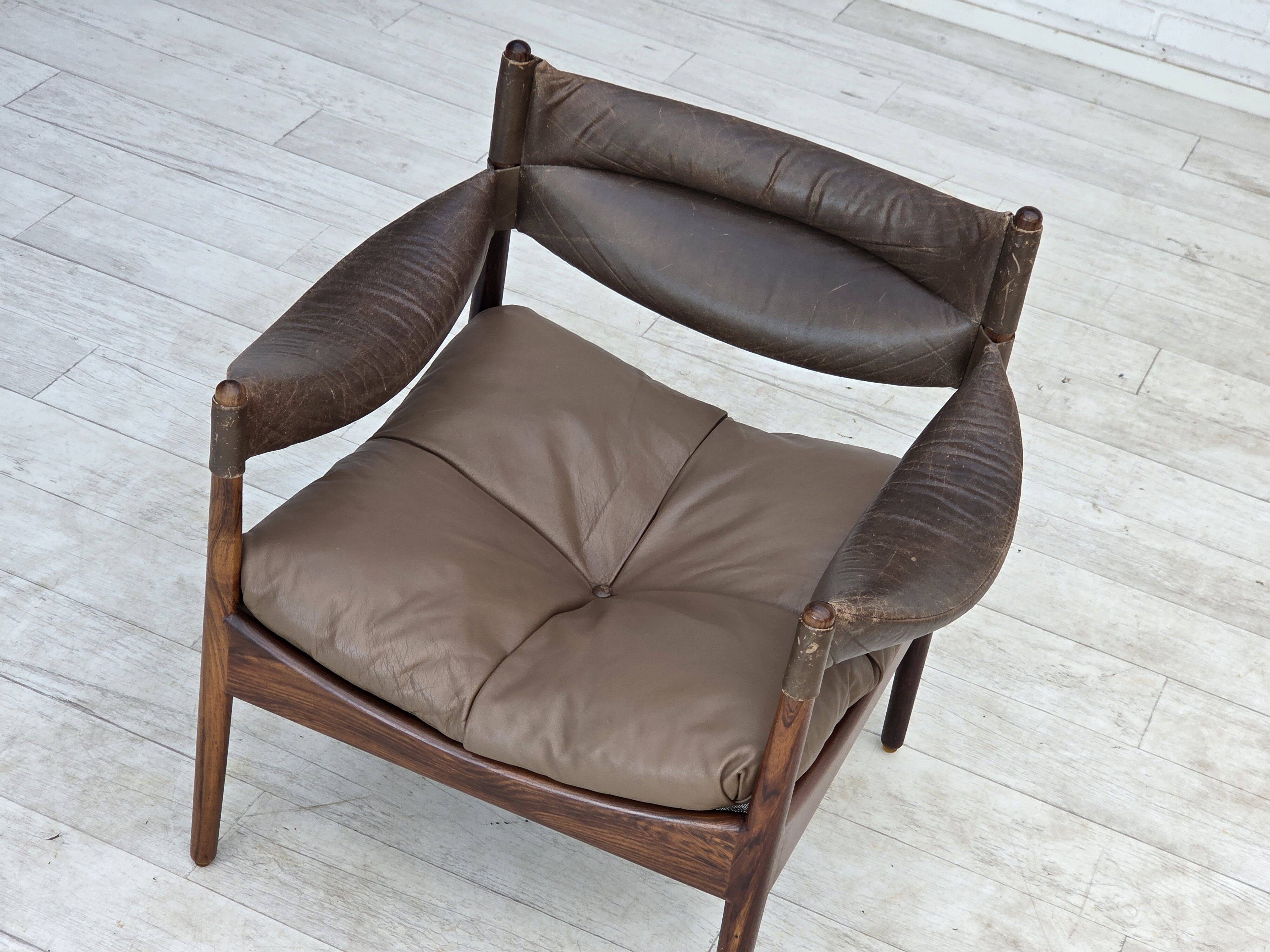Années 1970, design danois par Kristian Vedel, fauteuil modèle "Modus".