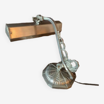 Antique Art Deco desk lamp, in nickel-plated bronze, 1930