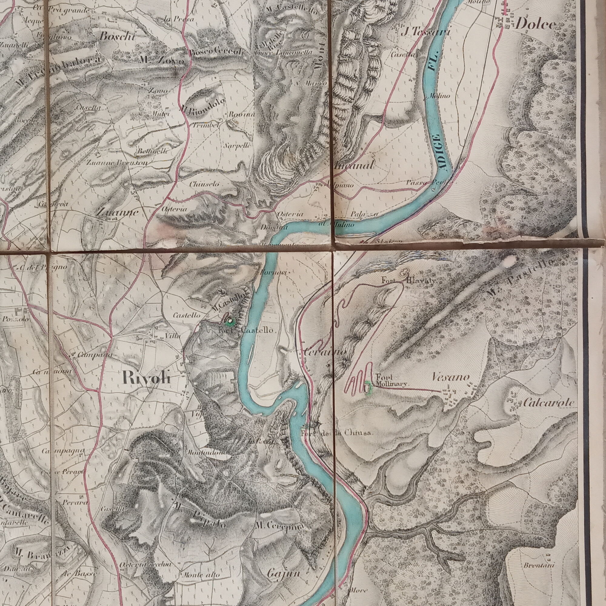 Ancient Italian map, Rivoli, Lake Garda late 19th