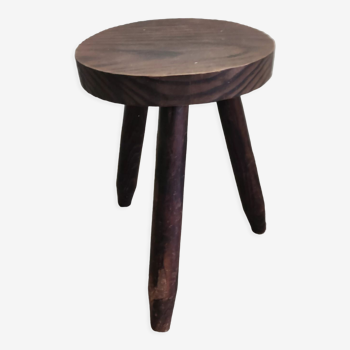 Tabouret bois tripode porte plante vintage