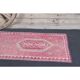 Vintage Turkish Oushak Handmade Wool Cotton Pink Runner Rug 90x312