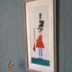 Mid-century modern swedish "The royal guard" vintage figurative watercolor & gouache painting