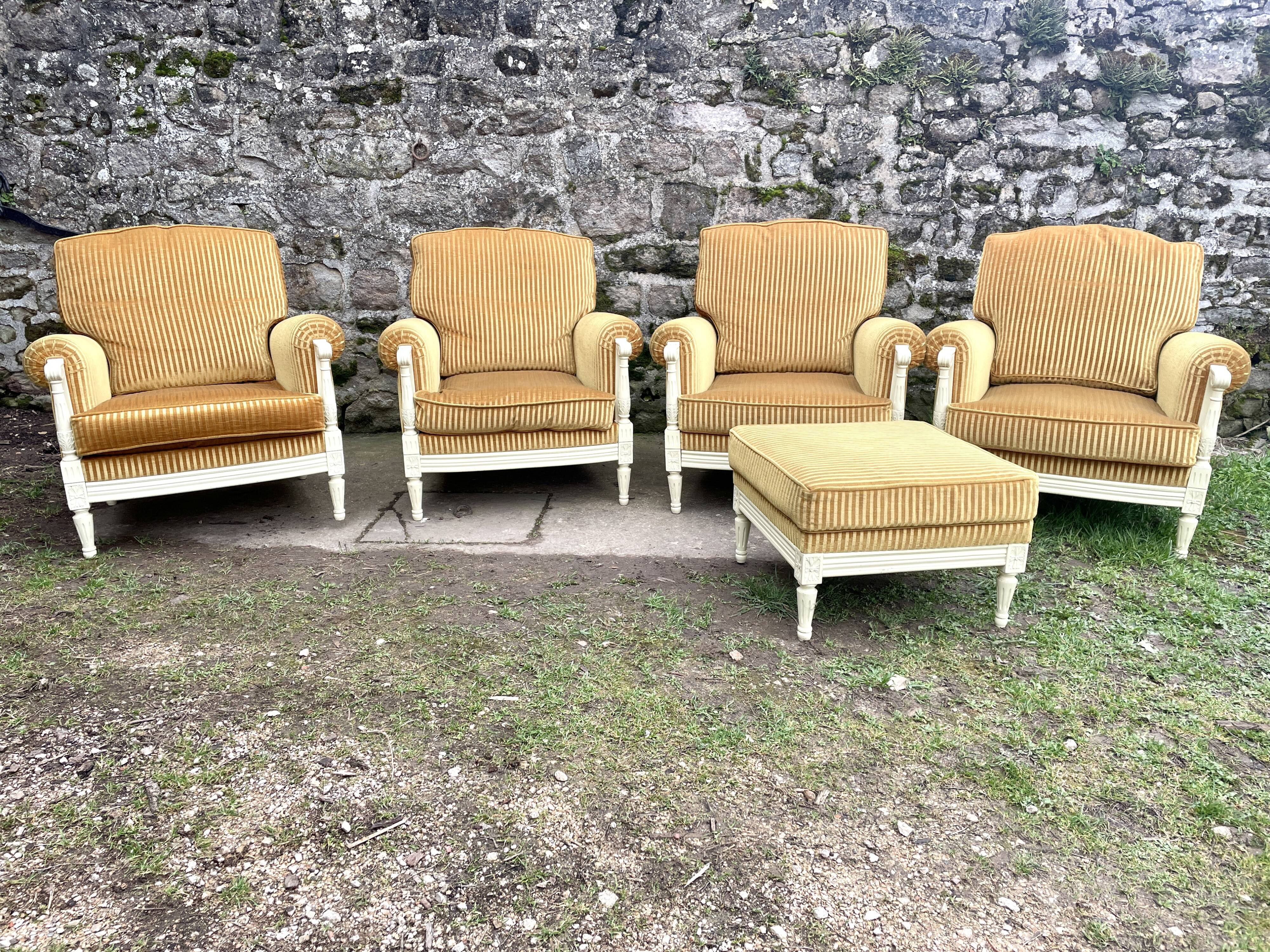Pair of cosy armchairs by Jean Prevost in mustard velvet, 1970.