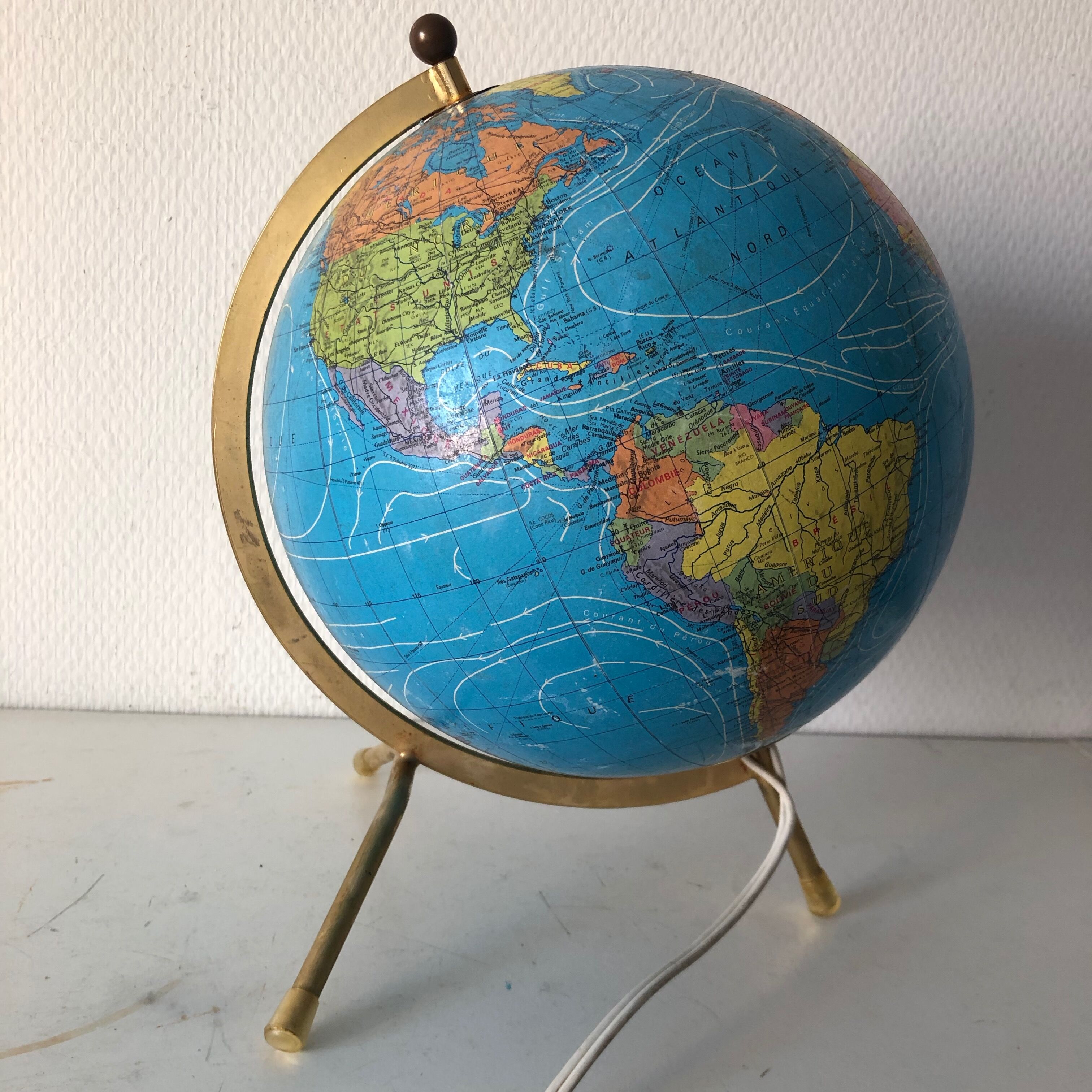 Glass globe tripod 28cm, Taride vintage, 1971