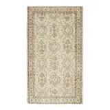 1970s Turkish Oushak Handmade Wool Cotton Beige Area Rug115x202