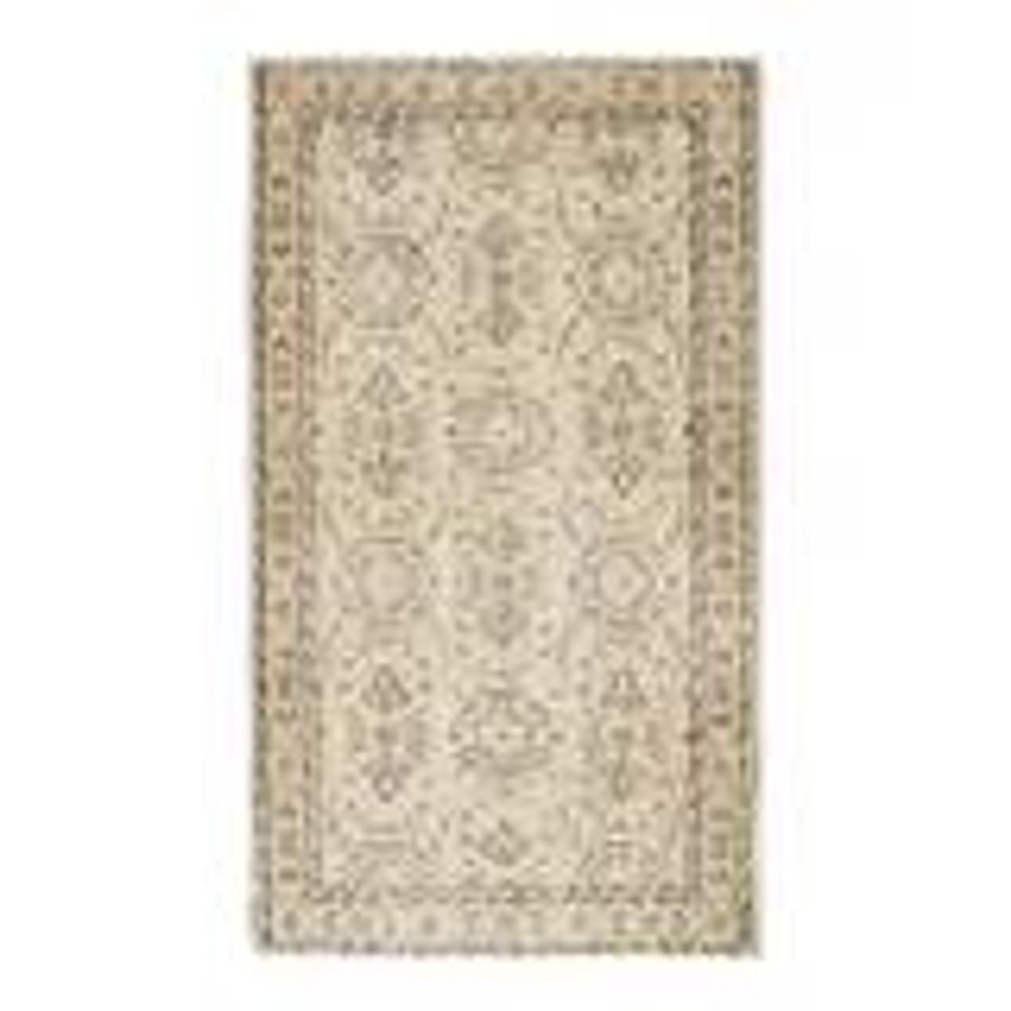 Tapis turc Oushak fait main en laine et coton beige des années 1970 115x202