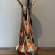 Vintage murano glass vase orange, white brown attributed to carlo moretti