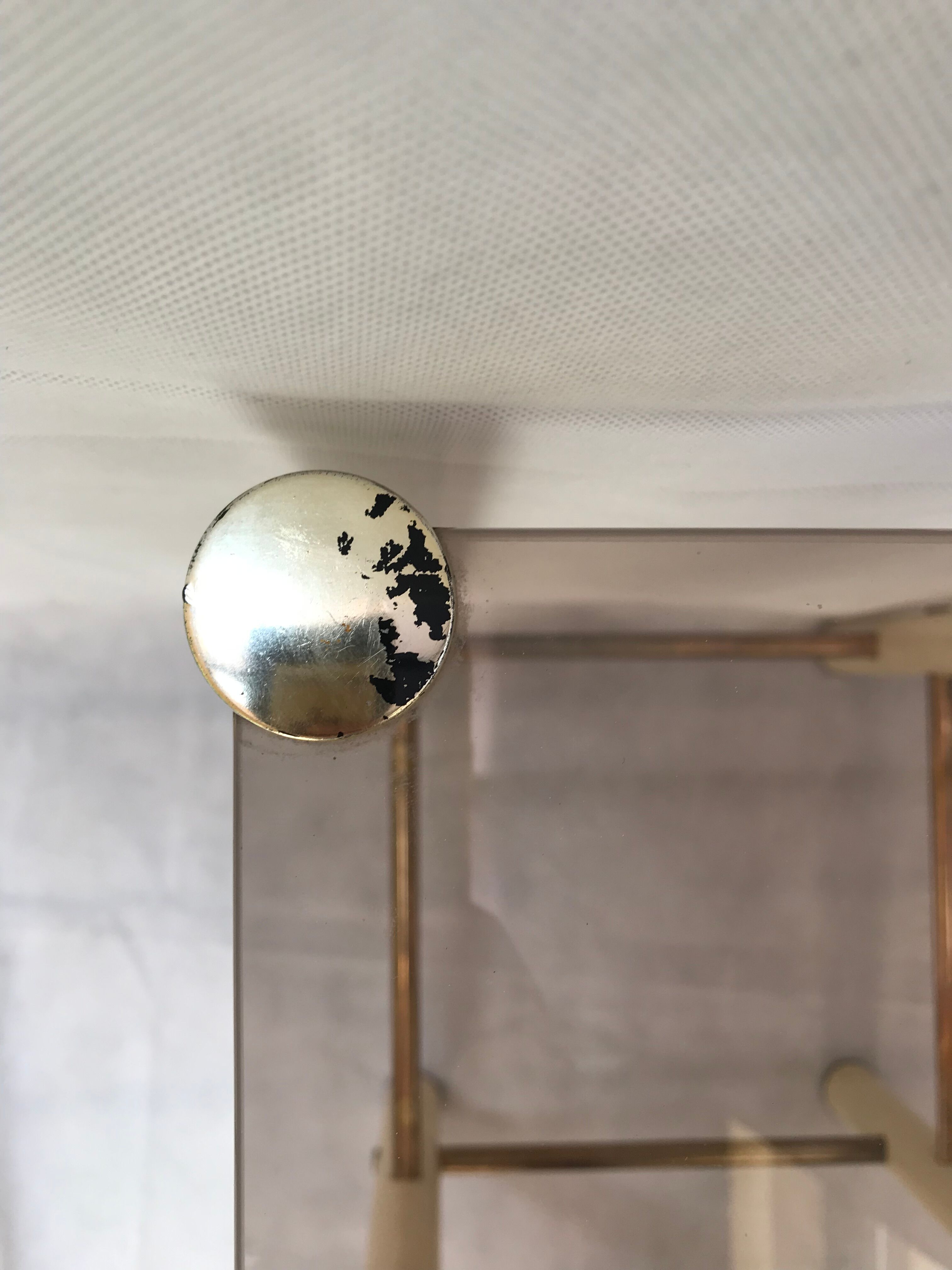 Square side table in metal and smoked glass