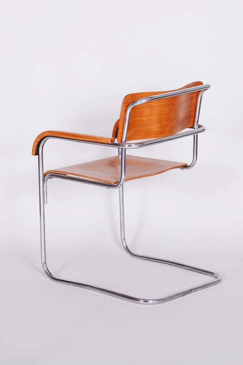 Bauhaus Armchair in Chrome & Beech attributed to Mücke-Melder, 1930s