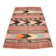 Tapis Kilim fait main rayé rose blush et marron, 131x196 cm