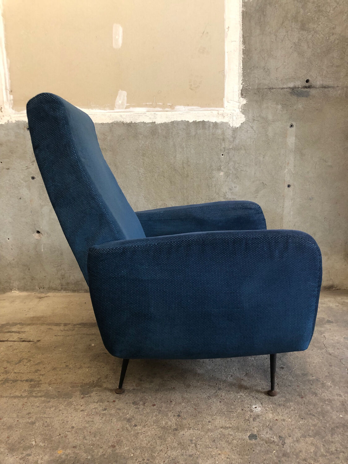 Vintage Italian Blue Armchair circa 1950