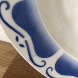 Vintage hollow dish in royal blue arabesque earthenware