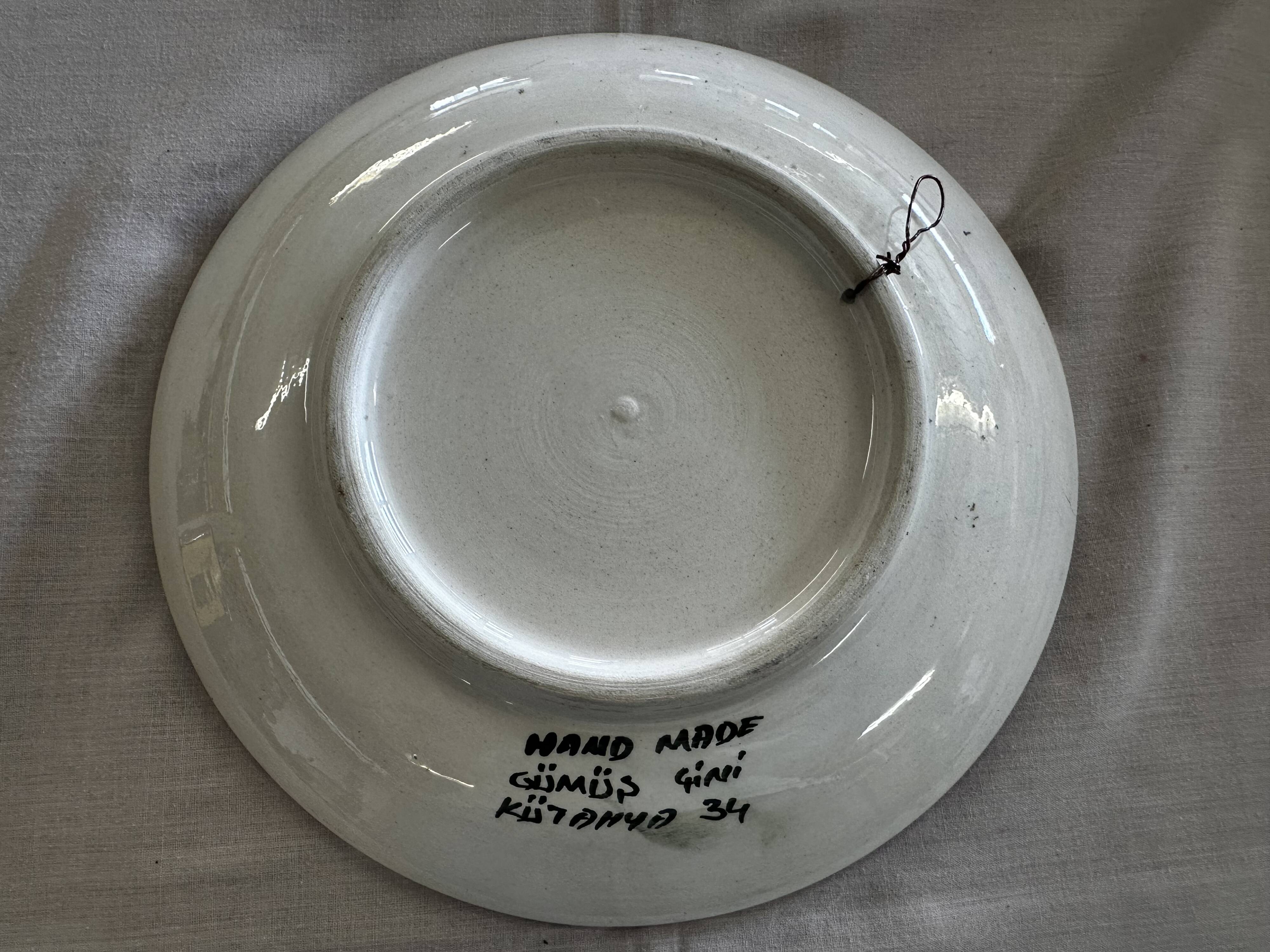 Kuthaya Decorative Plate Turkish Ceramic Handmade Diameter 23 cm