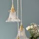 Vintage triple tulip pendant light in chiseled glass and holophane
