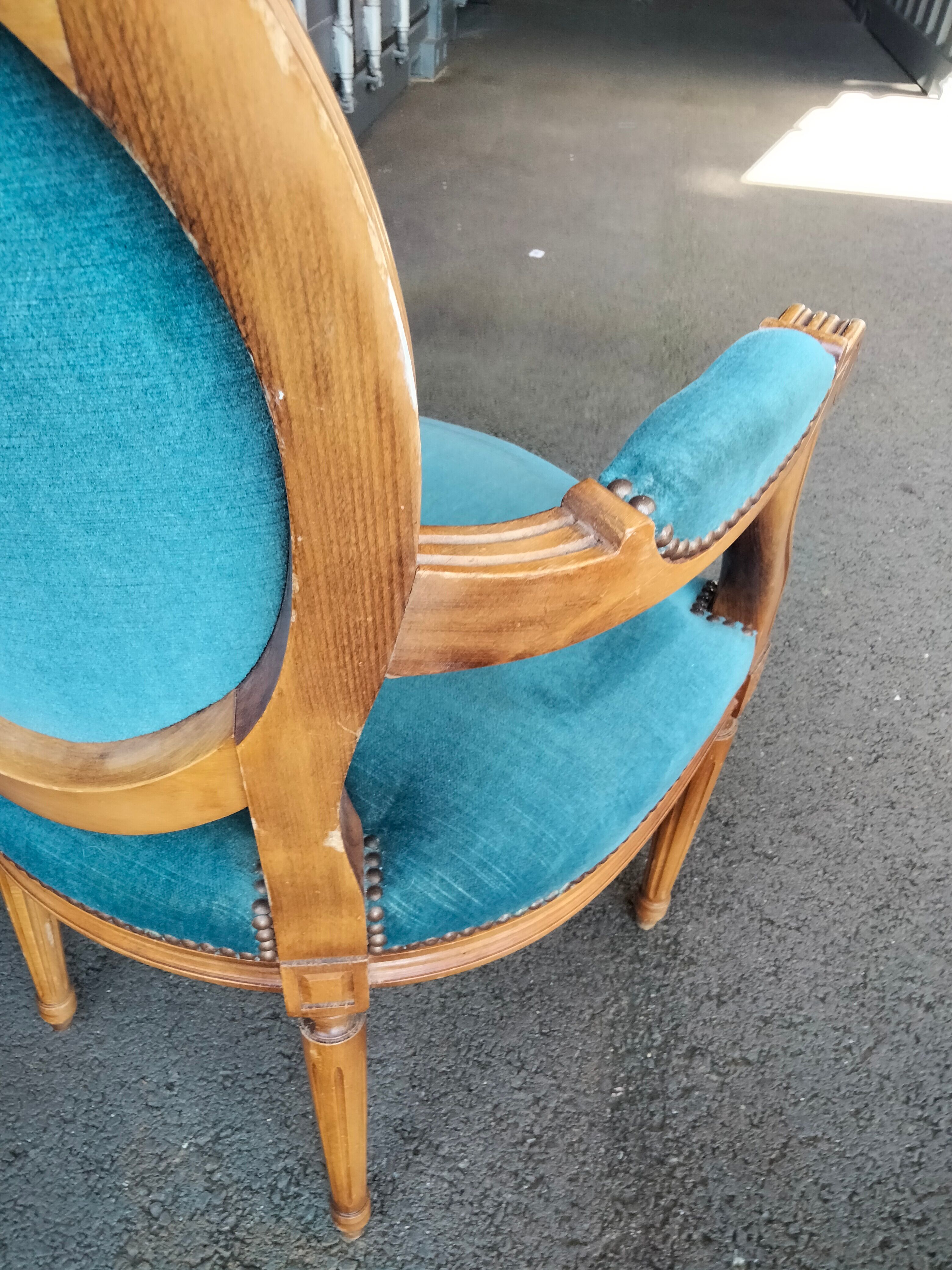 Pair of armchairs old medallion style louis xvi