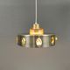 Danish hanging lamp made of glass, metal and with amber colored prisms