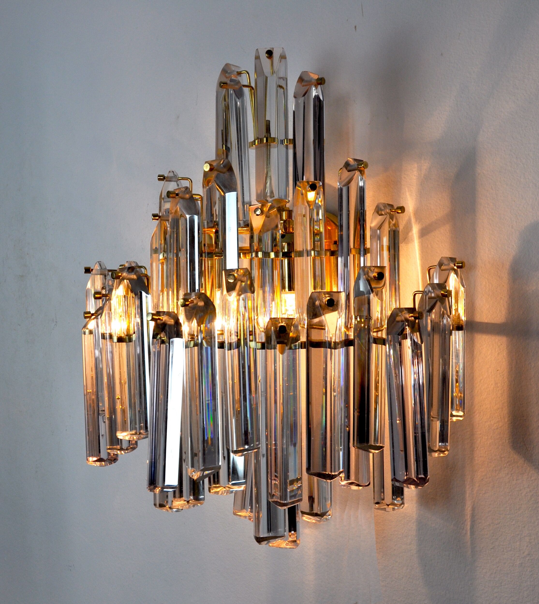 Venini wall light, 3 levels, Murano glass, Italy, 1970.