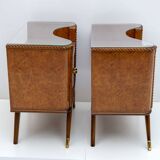 Pair of Art Deco Italian Briar Walnut Bedside Tables, 1930s