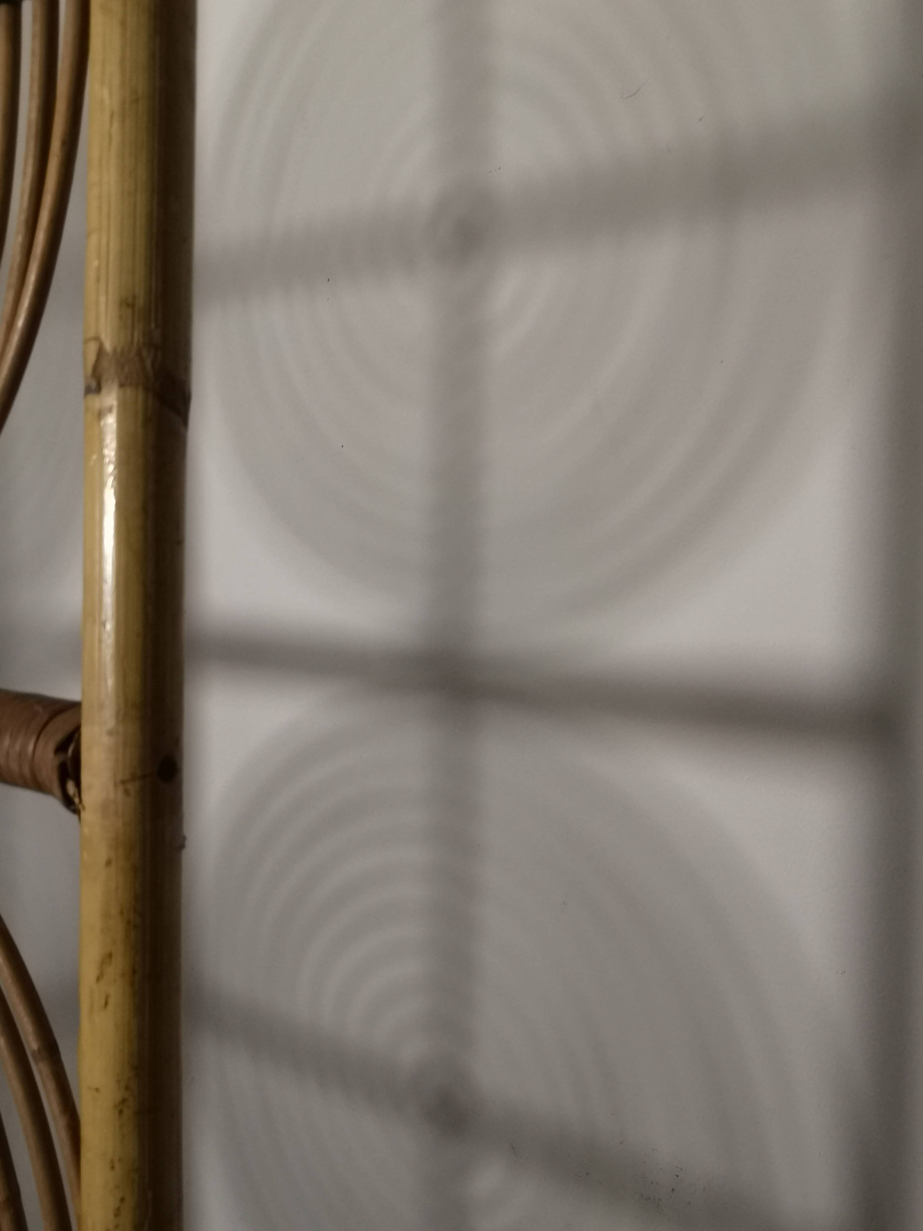 Peacock screen in rattan and bamboo