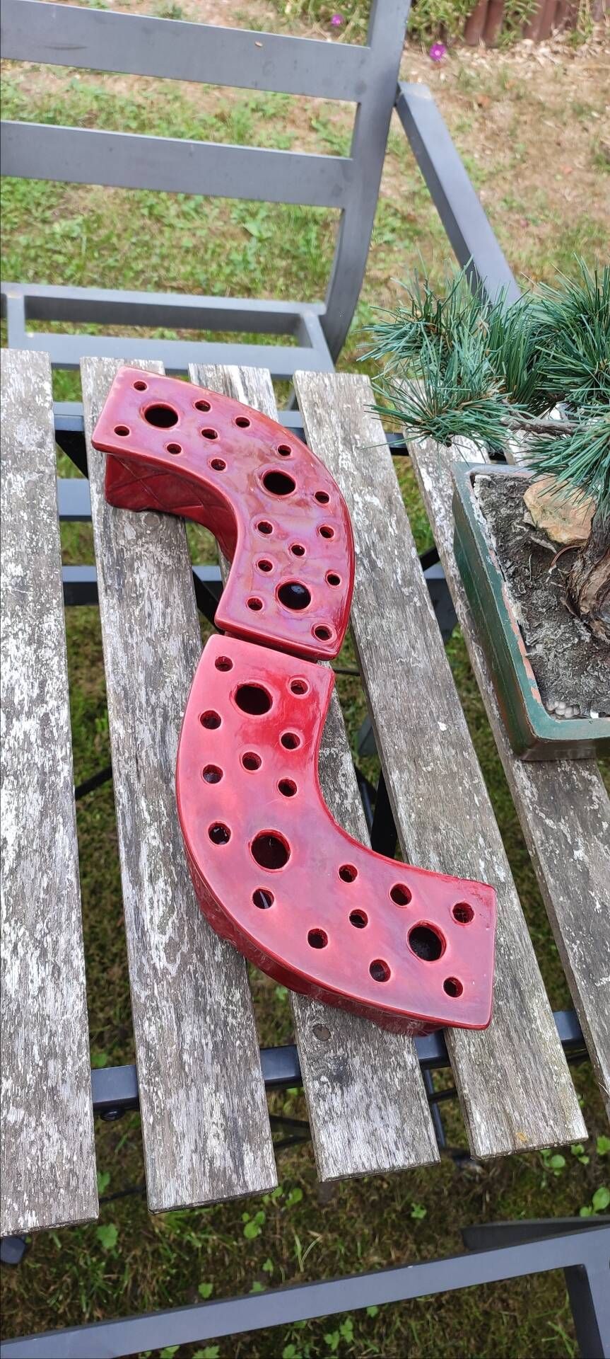 Pair of flower holder vases Ceramony Vallauris vintage 1960s/70s