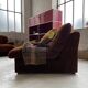 Pair 70s brown velvet armchairs
