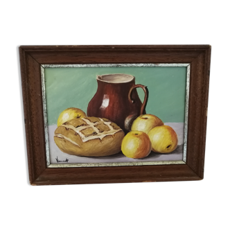 Still life on canvas by Vincent, vintage