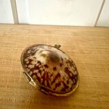 Shell and brass pill box