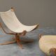 Pair of Sigurd Ressell Falcon Lounge Chairs leather, canvas, birch, 1970s