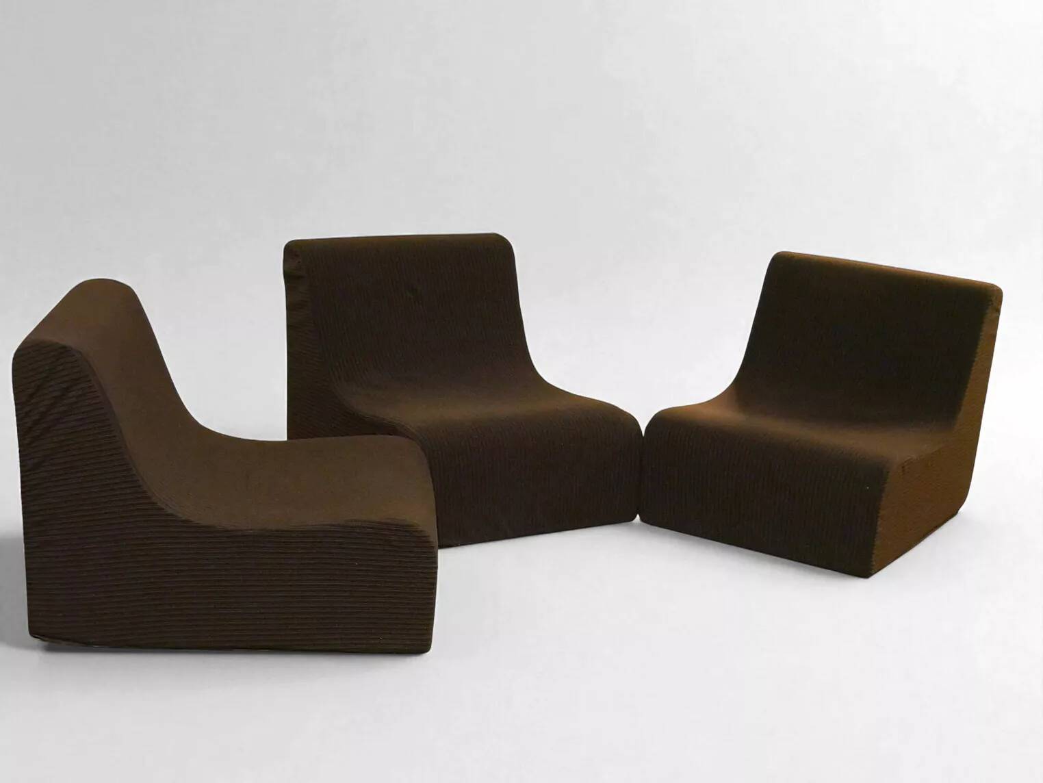 Vintage modular armchairs – Seventies design, brown fabric