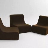 Vintage modular armchairs – Seventies design, brown fabric