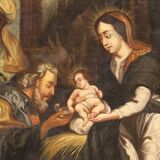 Tableau religieux Adoration des Mages du XVIIIe siècle
