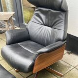 Leather  reclining chair and ottoman