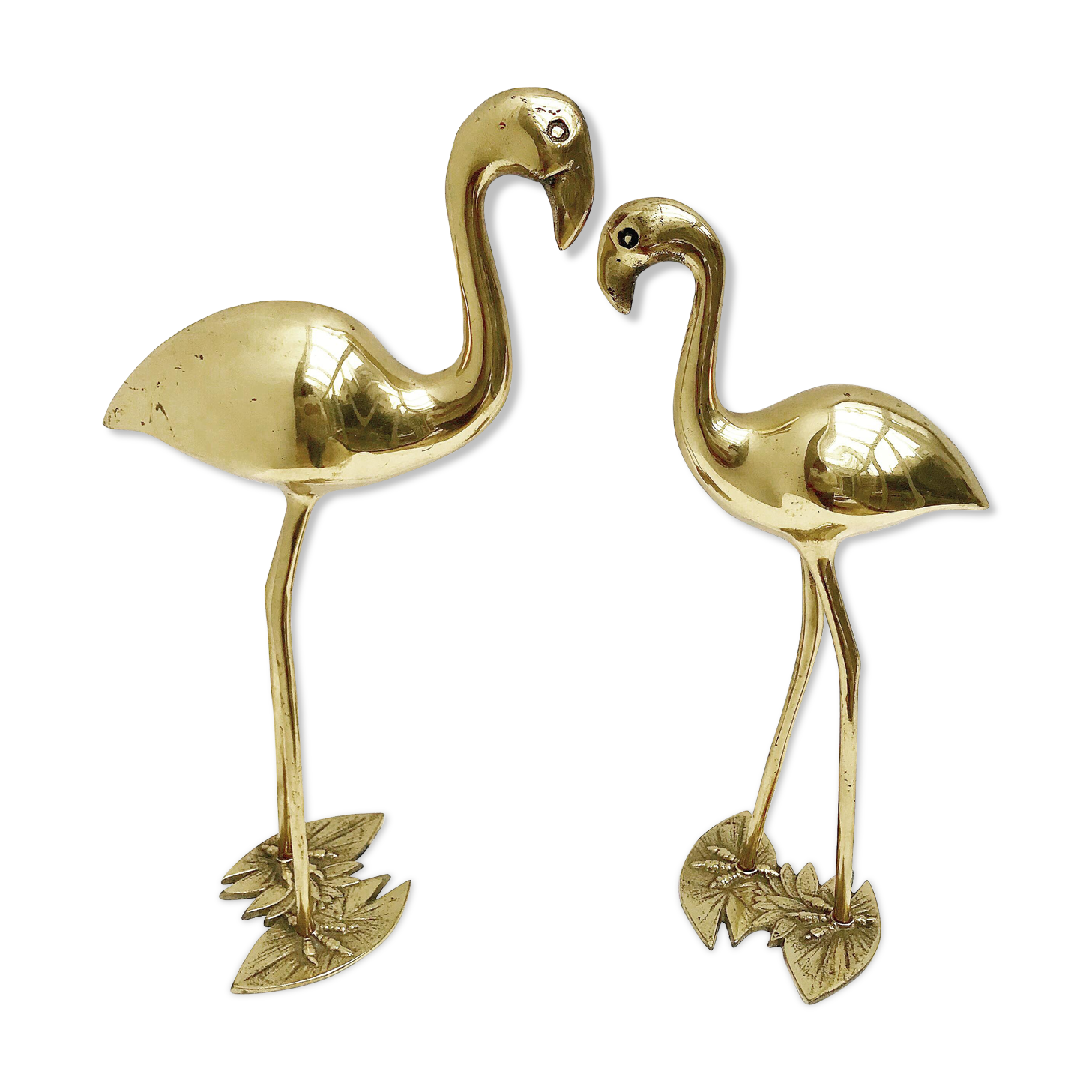 Pair brass 50s herons
