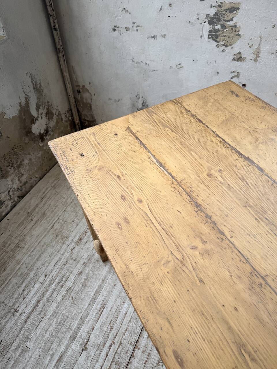 Pine and oak farmhouse table with multiple drawers, communal type, 240cm.
