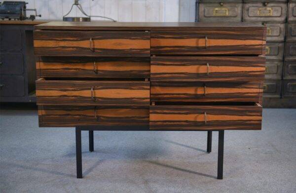 Commode design en ébène du Gabon 8 tiroirs 1960’s